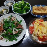 夕飯のレバニラ献立