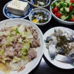 ホイコーローと自家製野菜のサラダの献立