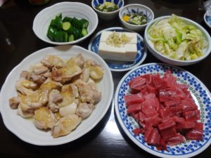 鶏もも肉とキャベツの献立